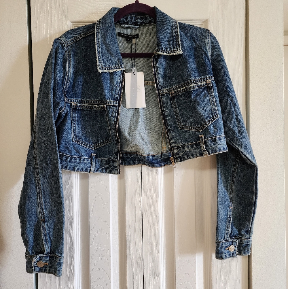 Denim Cropped Jacket Size SMALL